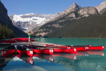 kayaks on lake louise