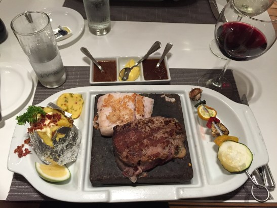 Dinner on hot rocks at The Grill